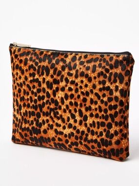 NEW Loft Leopard Print Haircalf Zip Pouch 7.75 x 10  - Gorgeous